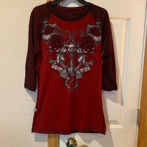 Sinful Burgundy and Red Graphic Top